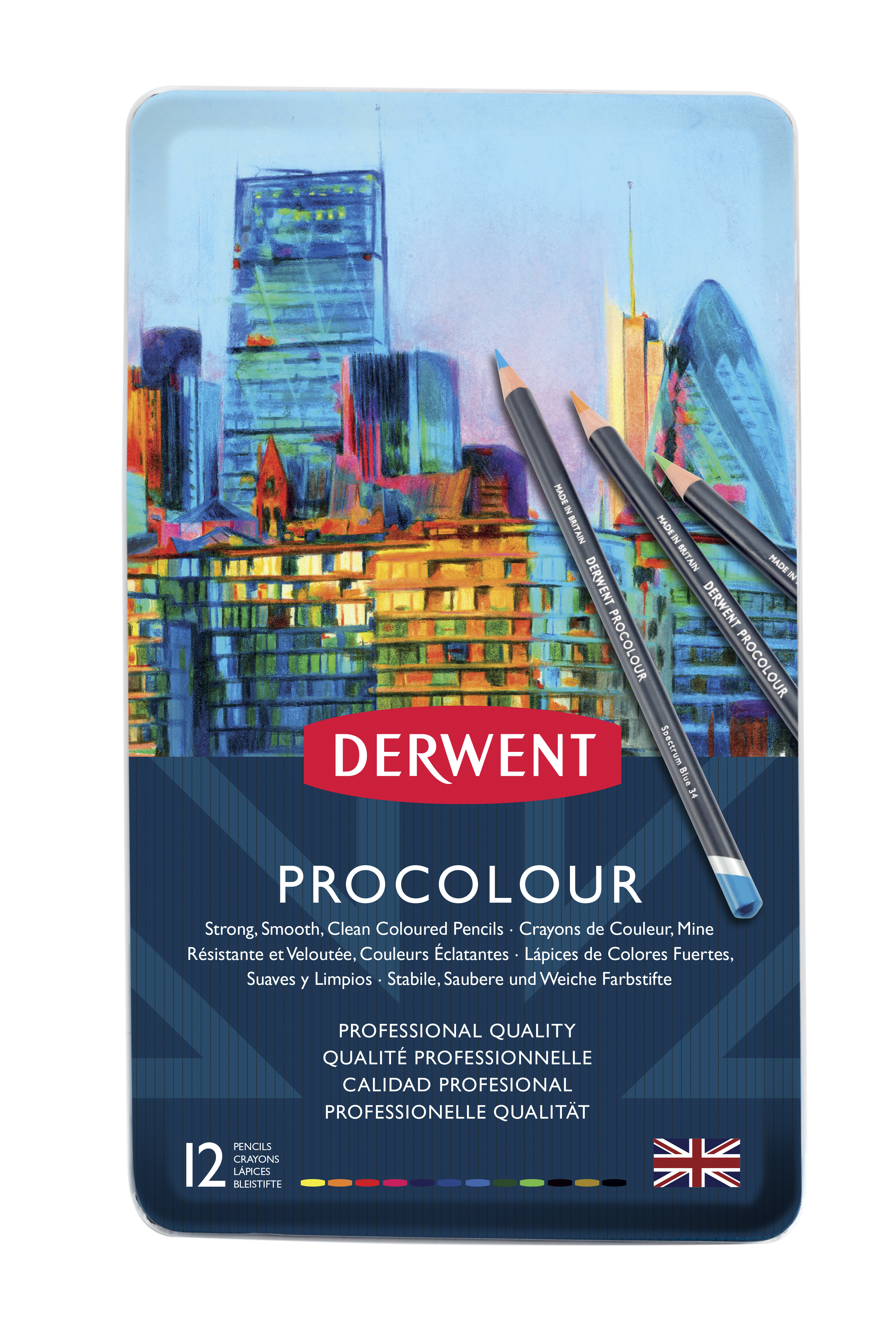 Derwent Procolour 72 count colored orders pencils.